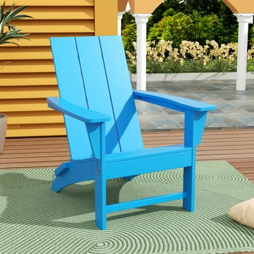 WestinTrends Ashore Adirondack Chair, All Weather Resistant Poly Lumber Outdoor Patio Chairs, Modern Farmhouse Foldable Porch Lawn Fire Pit Plastic Chairs Outdoor Seating, Pacific Blue