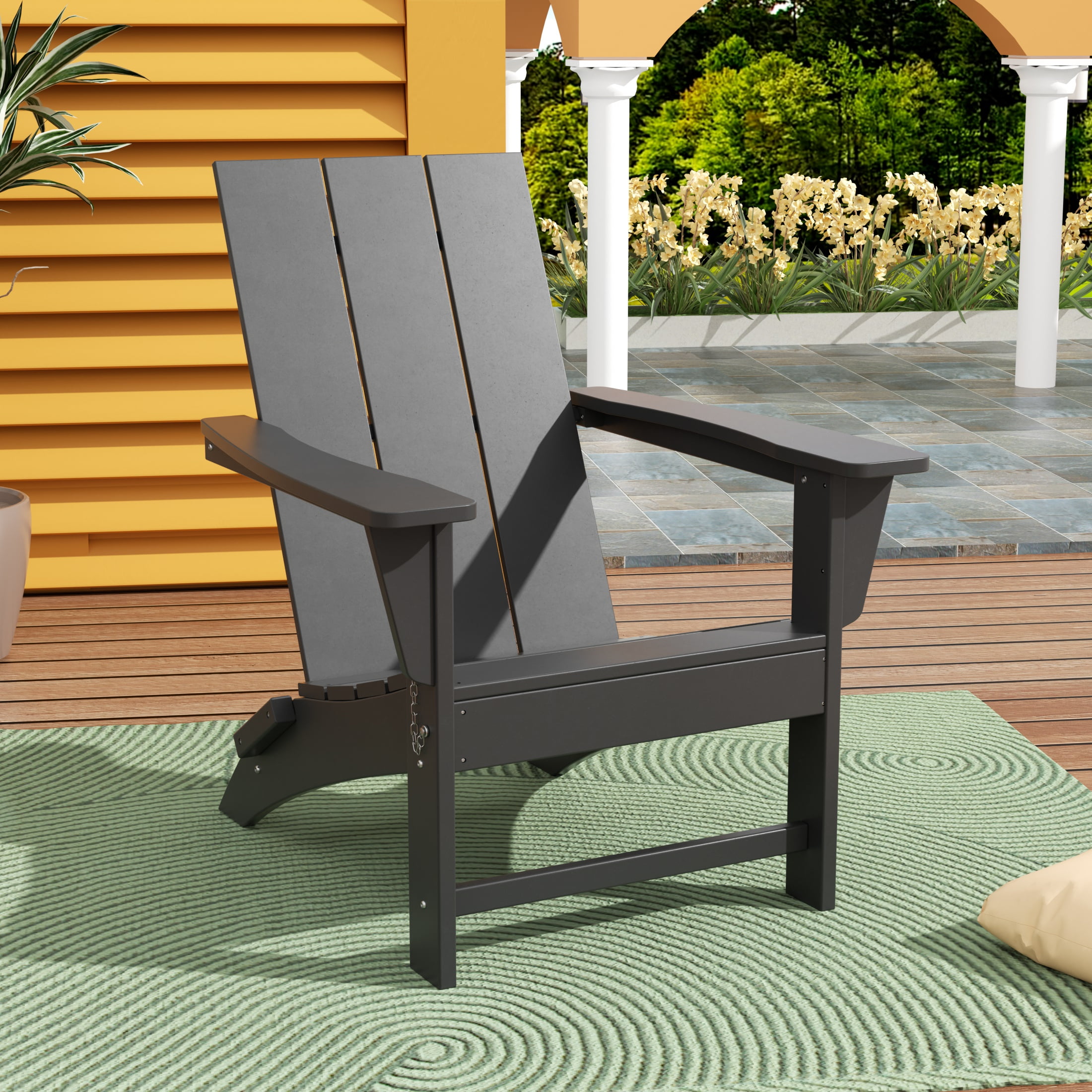 WestinTrends Ashore Adirondack Chair All Weather Resistant Poly Lumber Outdoor Patio Chairs Modern Farmhouse Foldable Porch Lawn Fire Pit Plastic Chairs Outdoor Seating Gray Walmart
