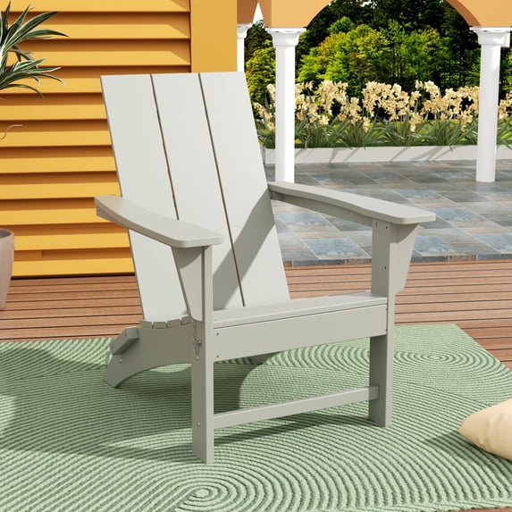 WestinTrends Ashore All-Weather Poly Lumber Adirondack Chairs, Foldable Modern Farmhouse Design, Outdoor Patio Seating, Sand