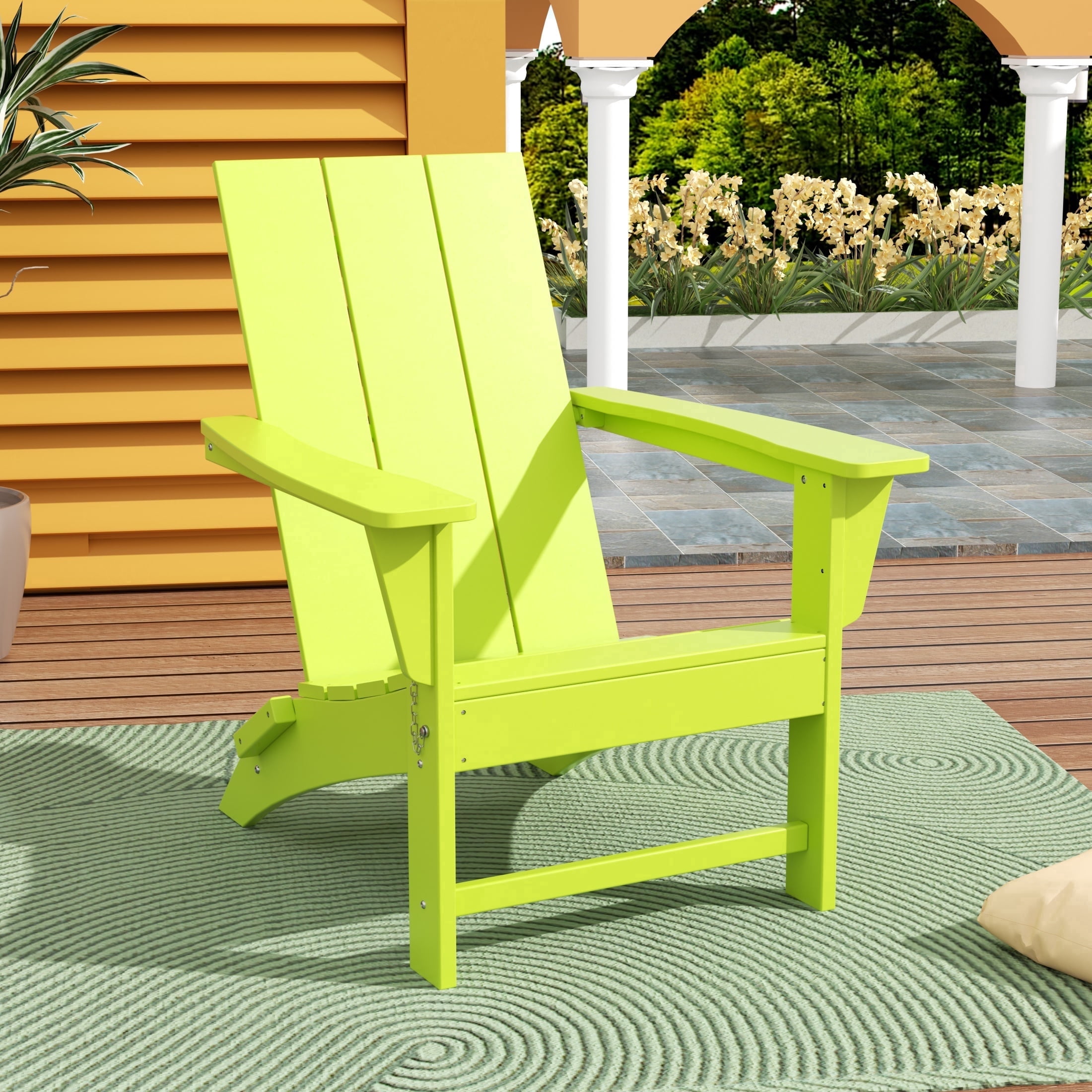 WestinTrends Ashore All-Weather Poly Lumber Adirondack Chairs, Foldable Modern Farmhouse Design, Outdoor Patio Seating, Lime
