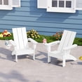 thumbnail image 1 of WestinTrends Ashore Kids Outdoor HDPE Plastic Modern Adirondack Patio Chairs with Cup Holders (Set of 2), White, 1 of 14