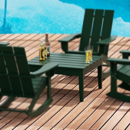 WestinTrends Ashore Outdoor Coffee Table, 32 Inch All Weather Poly Lumber Adirondack Patio Coffee Table Square Low Table, Dark Green