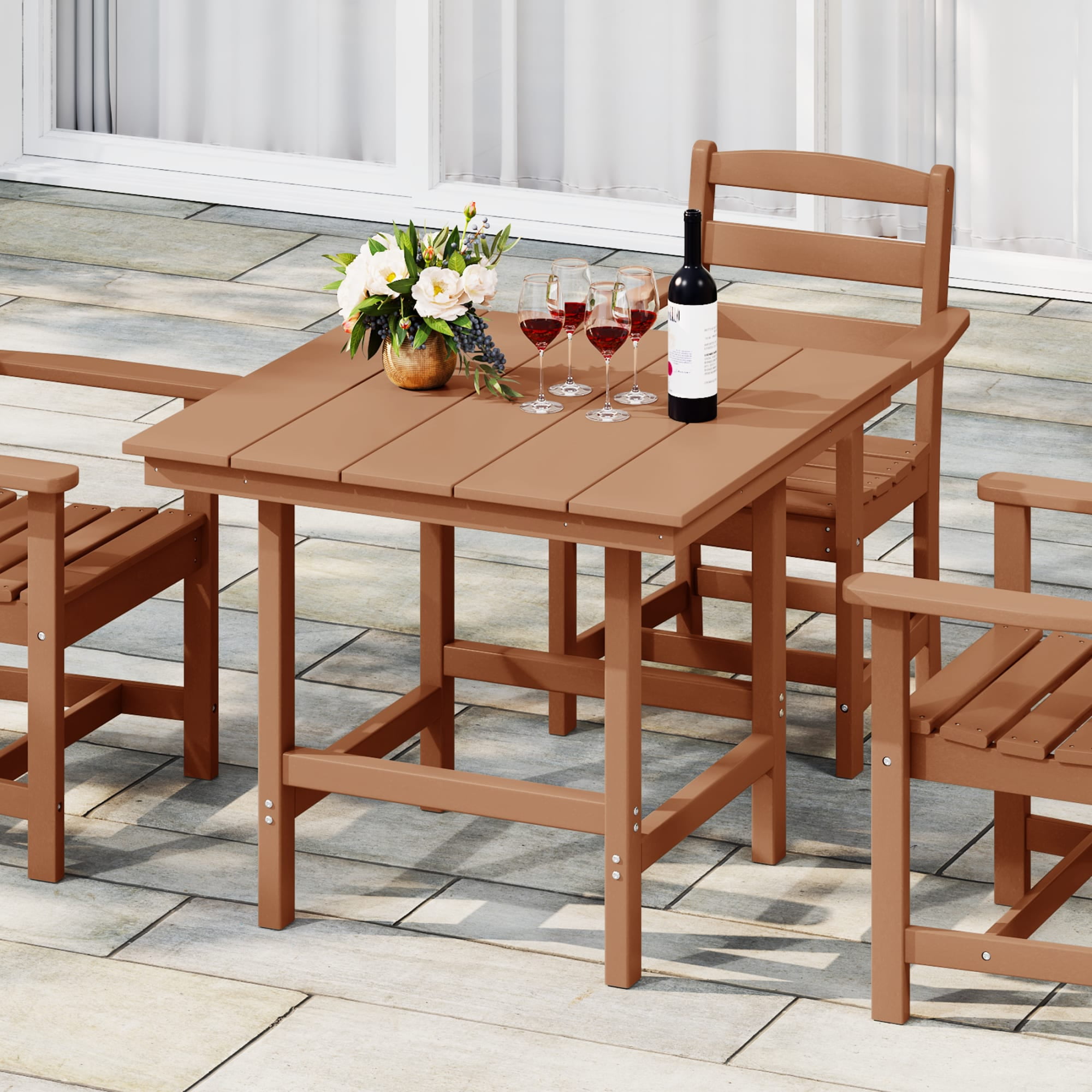 Walmart promo code:  WestinTrends Ashore Outdoor HDPE 36" Square Patio Dining Table with Umbrella Hole, Teak