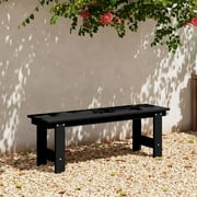 WestinTrends Ashore Outdoor HDPE 48" Modern Backless Patio Bench, Black