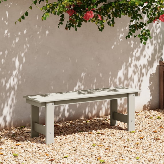 WestinTrends Ashore Outdoor HDPE 48" Modern Backless Patio Bench, Sand