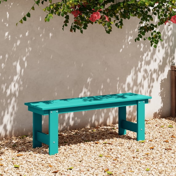 WestinTrends Ashore Outdoor HDPE 48" Modern Backless Patio Bench, Turquoise