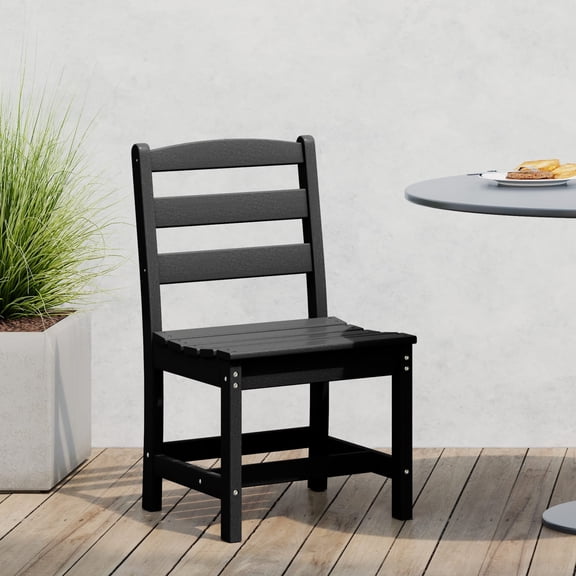 WestinTrends Ashore Outdoor HDPE Patio Classic Armless Dining Side Chair, Black