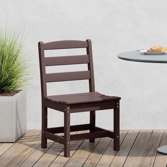 WestinTrends Ashore Outdoor HDPE Patio Classic Armless Dining Side Chair, Dark Brown