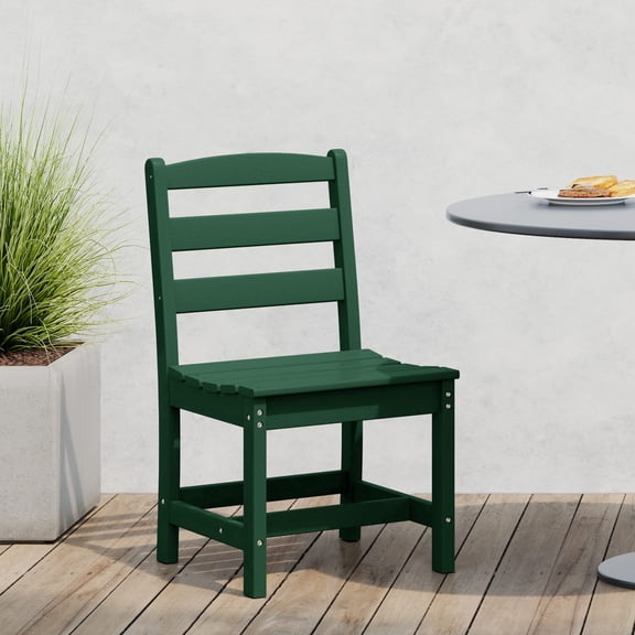 WestinTrends Ashore Outdoor HDPE Patio Classic Armless Dining Side Chair, Dark Green