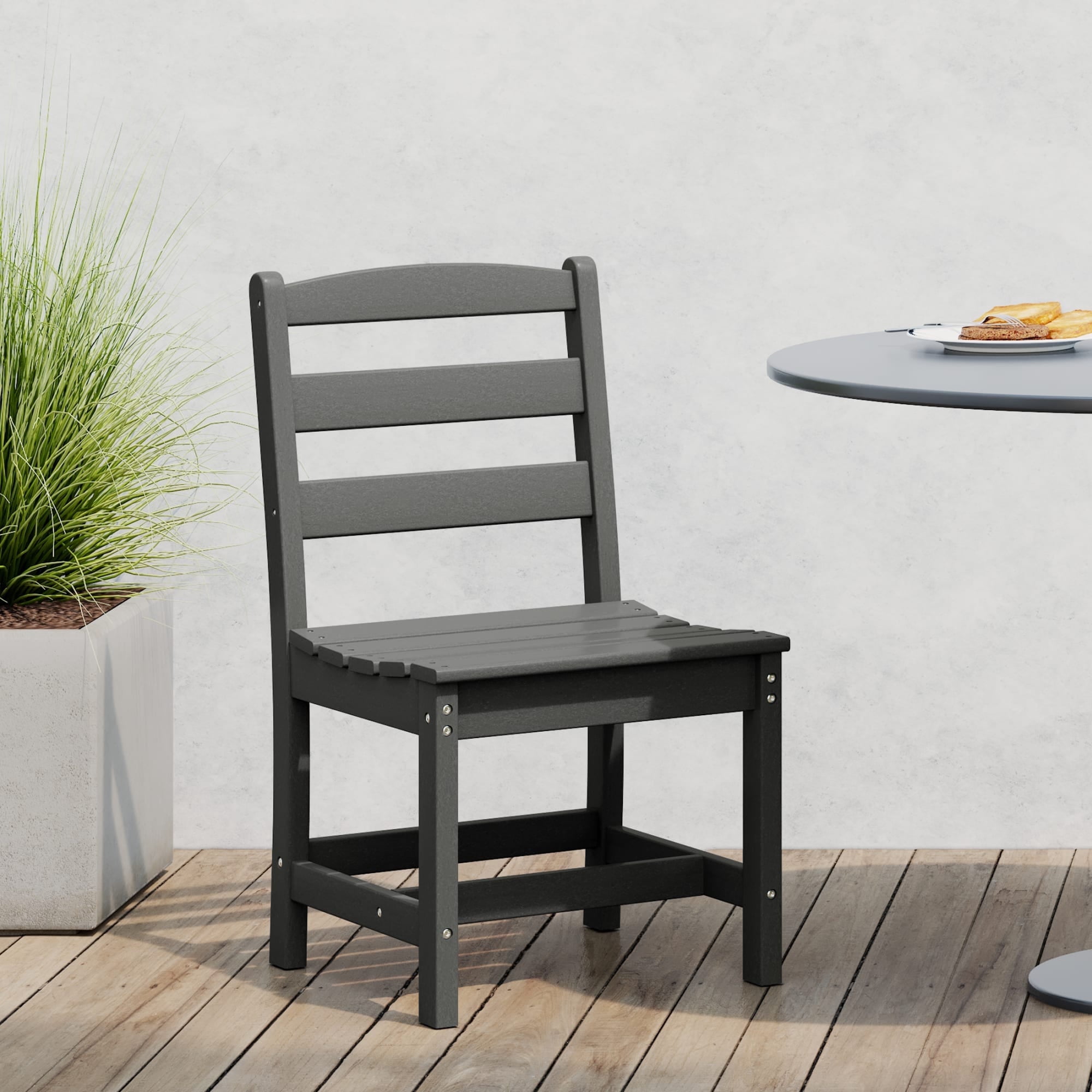 WestinTrends Ashore Outdoor HDPE Patio Classic Armless Dining Side Chair, Gray