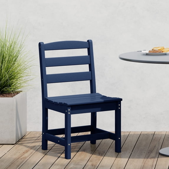 WestinTrends Ashore Outdoor HDPE Patio Classic Armless Dining Side Chair, Navy Blue