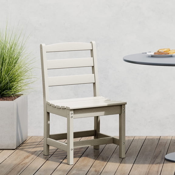 WestinTrends Ashore Outdoor HDPE Patio Classic Armless Dining Side Chair, Sand