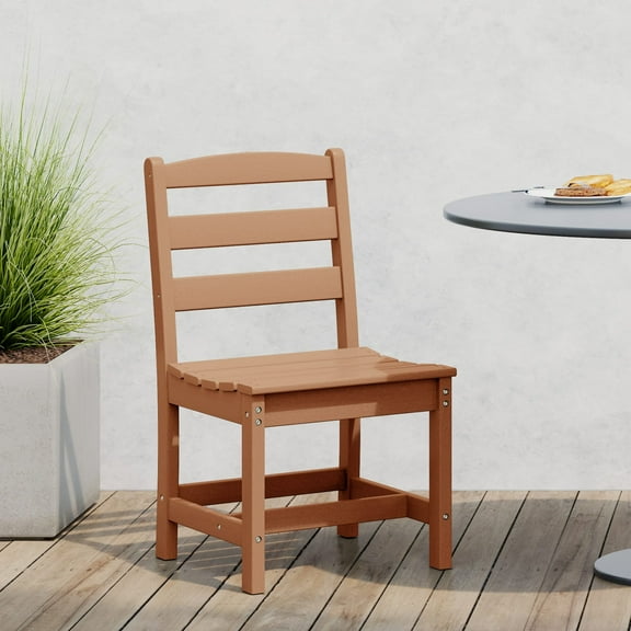 WestinTrends Ashore Outdoor HDPE Patio Classic Armless Dining Side Chair, Teak