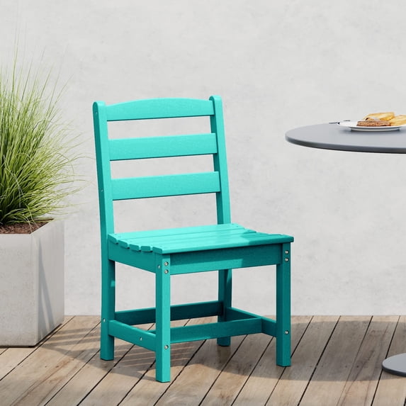WestinTrends Ashore Outdoor HDPE Patio Classic Armless Dining Side Chair, Turquoise