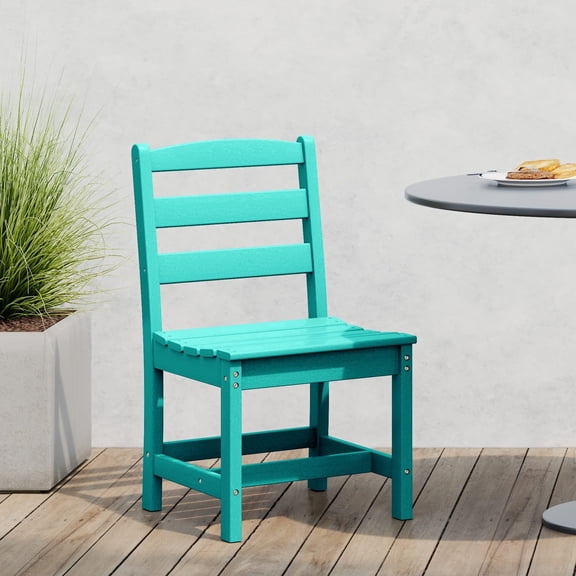 WestinTrends Ashore Outdoor HDPE Patio Classic Armless Dining Side Chair, Turquoise