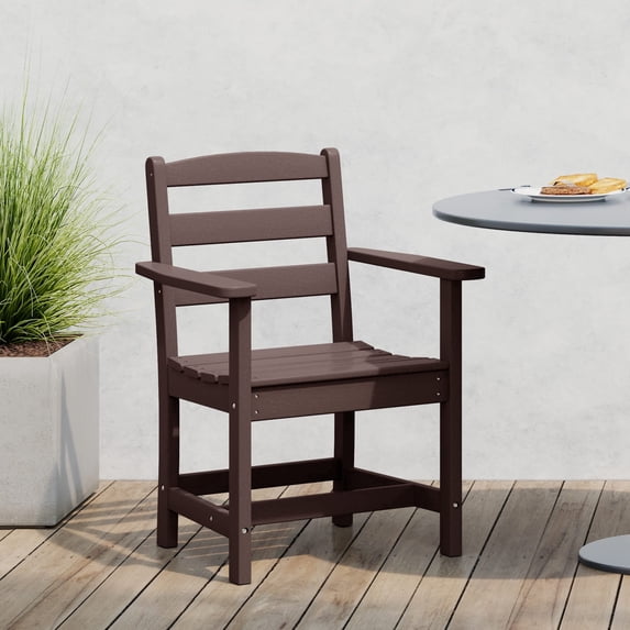 WestinTrends Ashore Outdoor HDPE Patio Classic Dining Arm Chair, Dark Brown