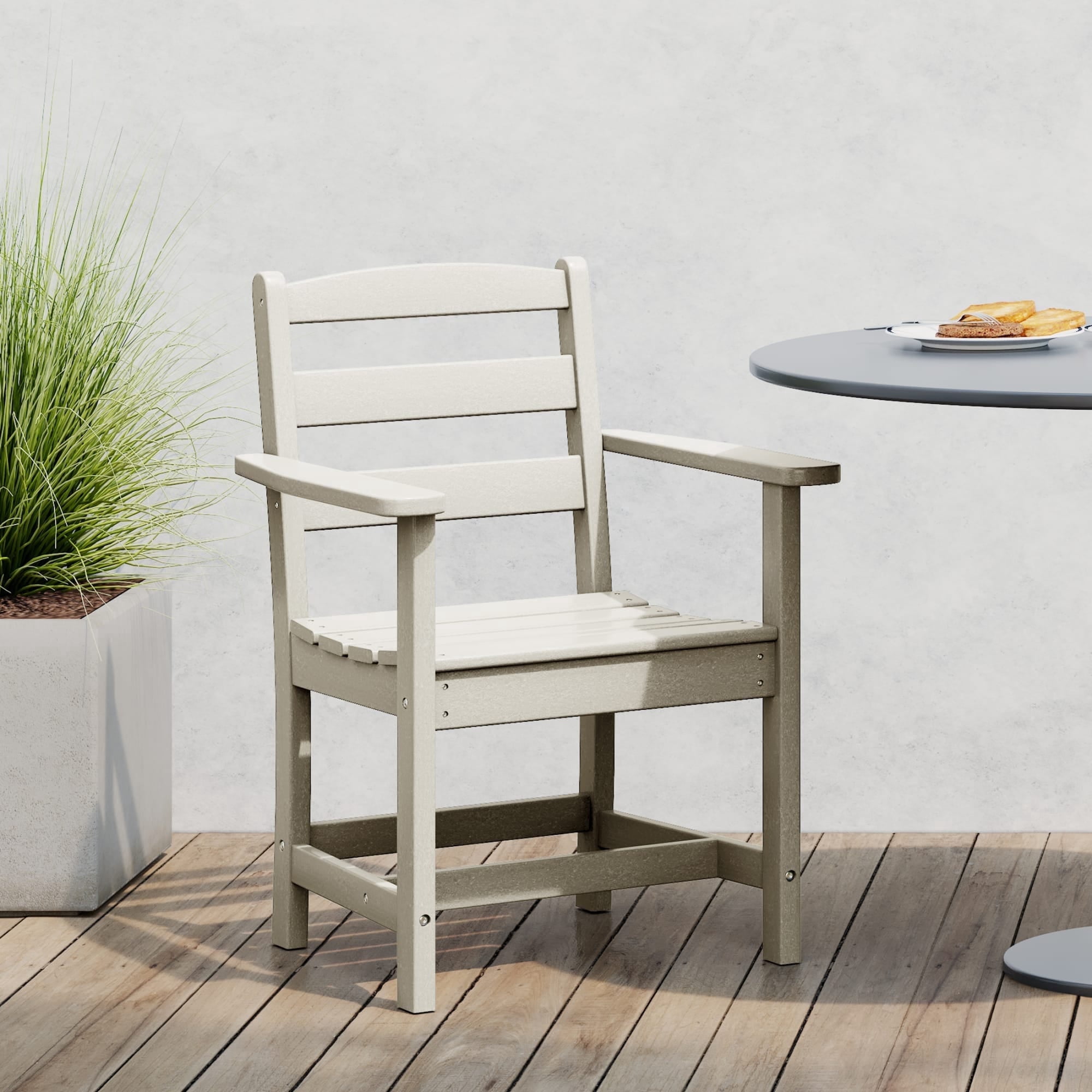 WestinTrends Ashore Outdoor HDPE Patio Classic Dining Arm Chair, Sand