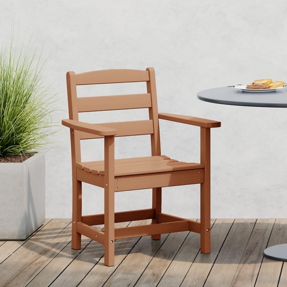 WestinTrends Ashore Outdoor HDPE Patio Classic Dining Arm Chair, Teak