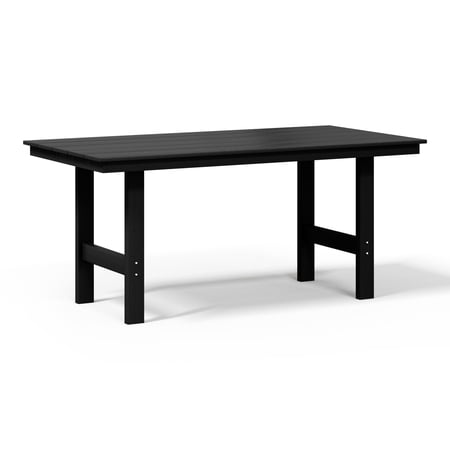 WestinTrends Ashore 66? All-Weather Poly Lumber Rectangle Dining Table for 6, Modern Outdoor Patio Table, Black