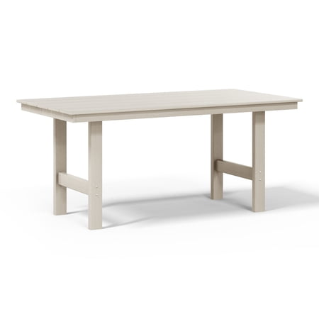 WestinTrends Ashore 66? All-Weather Poly Lumber Rectangle Dining Table for 6, Modern Outdoor Patio Table, Sand