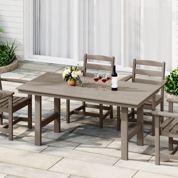 WestinTrends Ashore 66″ All-Weather Poly Lumber Rectangle Dining Table for 6, Modern Outdoor Patio Table, Weathered Wood