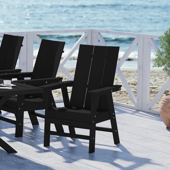 WestinTrends Ashore Outdoor Patio HDPE Plastic Modern Adirondack Dining Chair, Black