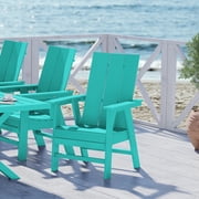 WestinTrends Ashore Outdoor Patio HDPE Plastic Modern Adirondack Dining Chair, Turquoise