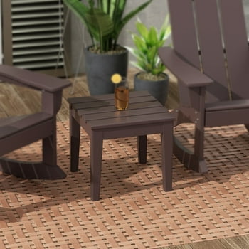 WestinTrends Ashore Oversized Outdoor Side Table, 18 Inch All Weather Poly Lumber Adirondack Patio Side Table Square End Table, Dark Brown