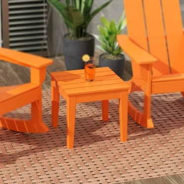 WestinTrends Ashore Oversized Outdoor Side Table, 18 Inch All Weather Poly Lumber Adirondack Patio Side Table Square End Table, Orange