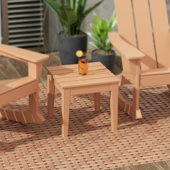 WestinTrends Ashore Oversized Outdoor Side Table, 18 Inch All Weather Poly Lumber Adirondack Patio Side Table Square End Table, Teak