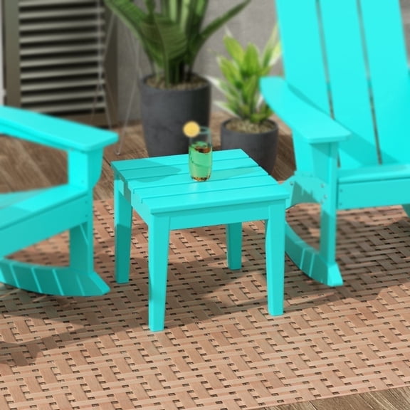WestinTrends Ashore Oversized Outdoor Side Table, 18 Inch All Weather Poly Lumber Adirondack Patio Side Table Square End Table, Turquoise