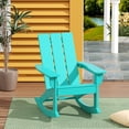 thumbnail image 1 of WestinTrends Ashore Patio Rocking Chair, All Weather Poly Lumber Plank Adirondack Rocker Chair, Modern Farmhouse Outdoor Rocking Chairs for Porch Garden Backyard and Indoor, Turquoise, 1 of 10