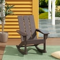 thumbnail image 1 of WestinTrends Ashore Patio Rocking Chair, All Weather Poly Lumber Plank Adirondack Rocker Chair, Modern Farmhouse Outdoor Rocking Chairs for Porch Garden Backyard and Indoor, Dark Brown, 1 of 10