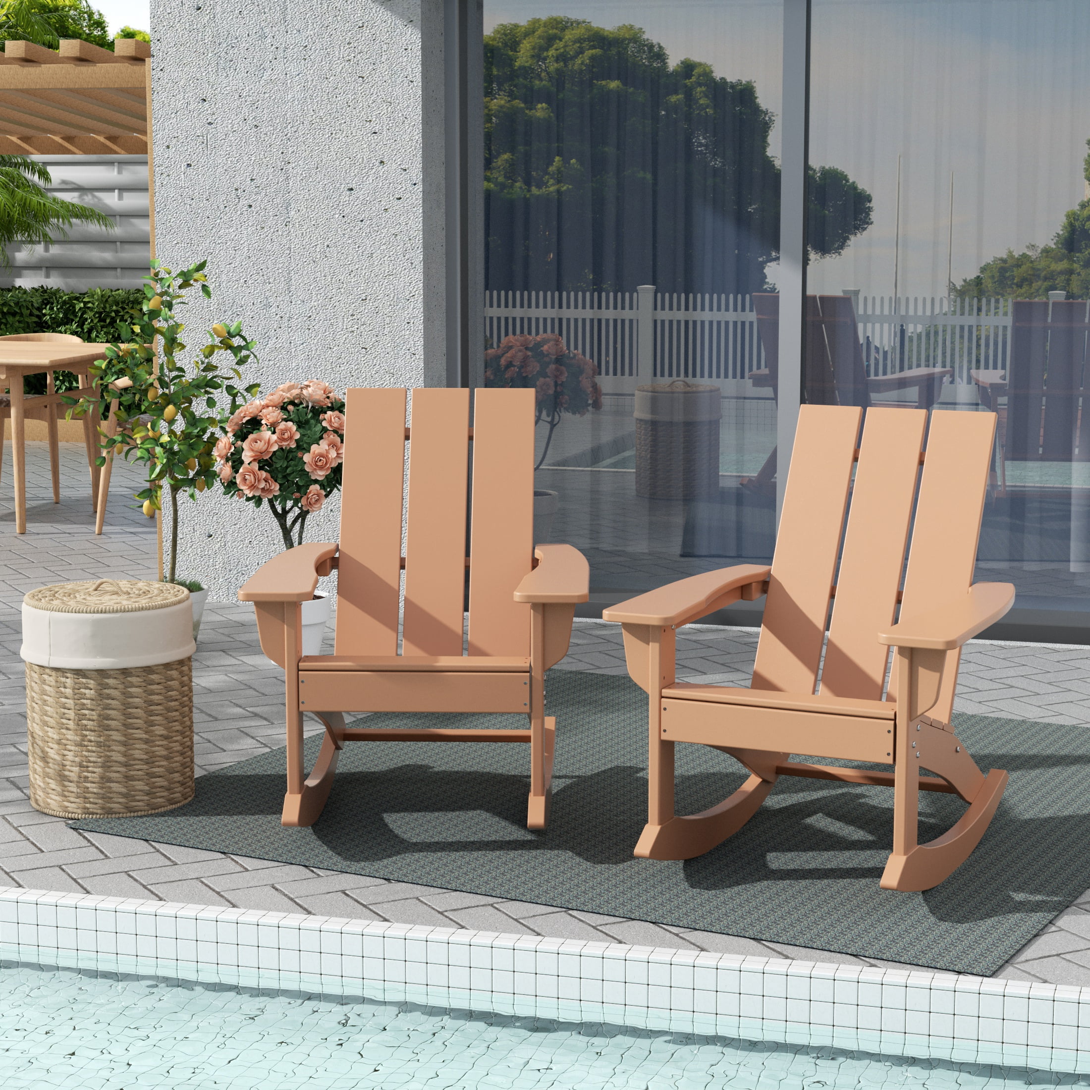 WestinTrends Ashore Patio Rocking Chairs Set of 2, All Weather Poly ...
