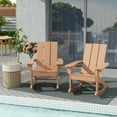 thumbnail image 1 of WestinTrends Ashore Patio Rocking Chairs Set of 2, All Weather Poly Lumber Plank Adirondack Rocker Chair, Modern Farmhouse Outdoor Rocking Chairs for Porch Garden Backyard and Indoor, Teak, 1 of 11