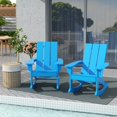 thumbnail image 1 of WestinTrends Ashore Patio Rocking Chairs Set of 2, All Weather Poly Lumber Plank Adirondack Rocker Chair, Modern Farmhouse Outdoor Rocking Chairs for Porch Garden Backyard and Indoor, Pacific Blue, 1 of 11