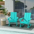 thumbnail image 1 of WestinTrends Ashore Patio Rocking Chairs Set of 2, All Weather Poly Lumber Plank Adirondack Rocker Chair, Modern Farmhouse Outdoor Rocking Chairs for Porch Garden Backyard and Indoor, Turquoise, 1 of 11
