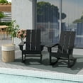 thumbnail image 1 of WestinTrends Ashore Patio Rocking Chairs Set of 2, All Weather Poly Lumber Plank Adirondack Rocker Chair, Modern Farmhouse Black Rocking Chairs for Porch Garden Backyard and Indoor, 1 of 11