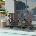thumbnail image 1 of WestinTrends Ashore Patio Rocking Chairs Set of 2, All Weather Poly Lumber Plank Adirondack Rocker Chair, Modern Farmhouse Outdoor Rocking Chairs for Porch Garden Backyard and Indoor, Dark Brown, 1 of 11