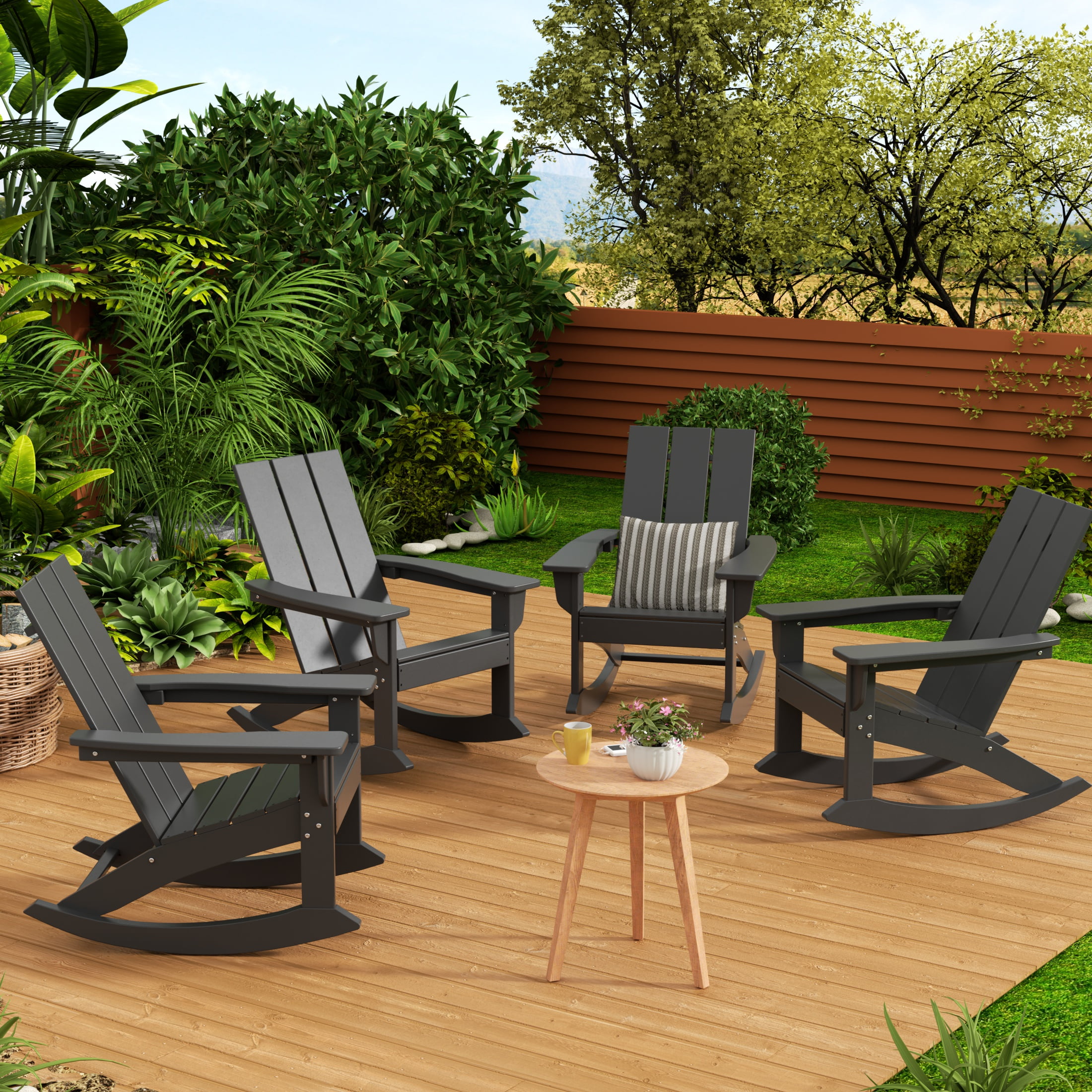 WestinTrends Set of 4 Cozy Patio Rocking Chairs, All-Weather Plastic ...