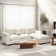thumbnail image 1 of WestinTrends Augusta 99" Modular Chenille L-Shaped Sectional Sofa and Chaise With USB/Type-C Ports and Side Pockets, Cream, 1 of 16