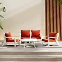 WestinTrends Avalon Outdoor 5-Piece Modular Sectional Patio Furniture Sofa Set, White/Orange
