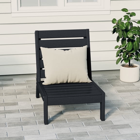 WestinTrends Avalon Outdoor HDPE Deep Seating Modular Armless Patio Chair, Black