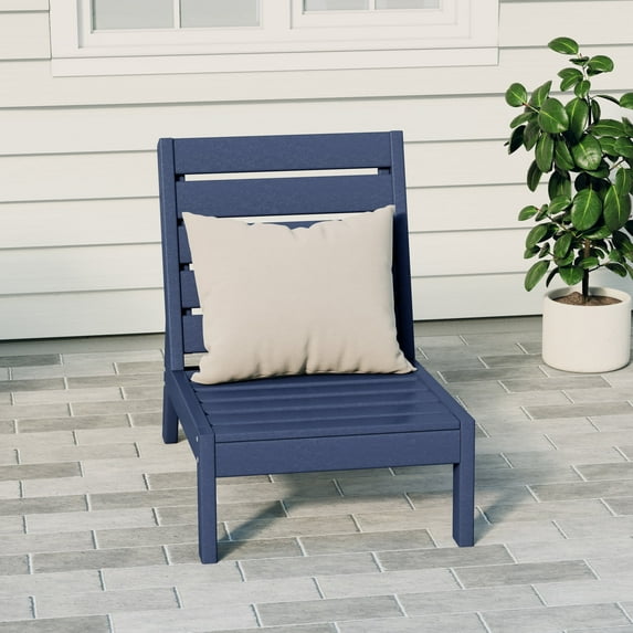 WestinTrends Avalon Outdoor HDPE Deep Seating Modular Armless Patio Chair, Navy Blue