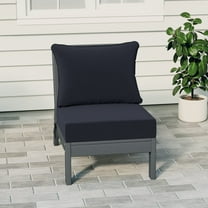 WestinTrends Avalon Outdoor HDPE Deep Seating Modular Armless Patio Chair with Patio Cushions, Gray/Navy Blue
