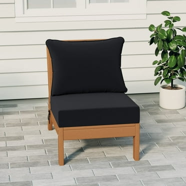 WestinTrends Avalon Outdoor HDPE Deep Seating Modular Armless Patio Chair with Patio Cushions, Teak/Black