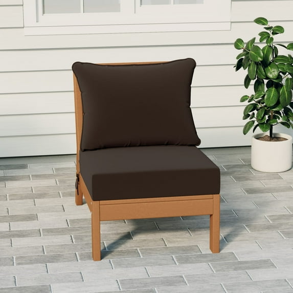 WestinTrends Avalon Outdoor HDPE Deep Seating Modular Armless Patio Chair with Patio Cushions, Teak/Brown