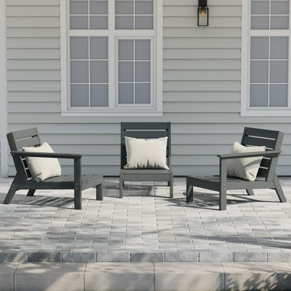 WestinTrends Avalon Outdoor Patio 3-Piece HDPE Deep Seating Sectional Sofa, Gray