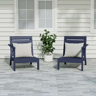 WestinTrends Avalon Outdoor Patio HDPE Deep Seating Sectional Loveseat, Navy Blue