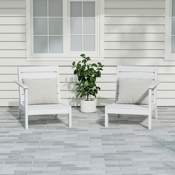 WestinTrends Avalon Outdoor Patio HDPE Deep Seating Sectional Loveseat, White